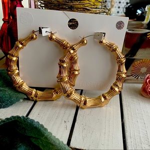 Bamboo hoop earrings faux gold